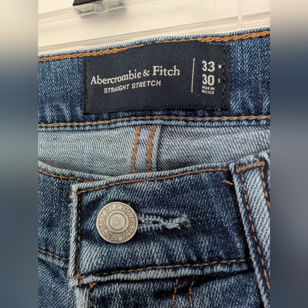 Men's Abercrombie & Fitch Straight Straight Blue Jeans Size 33x30